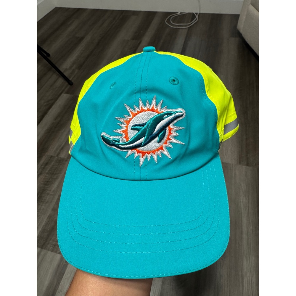 Miami Dolphins Buffalo Outdoors NFL Snapback Hat Neon Yellow Teal Reflective Cap
